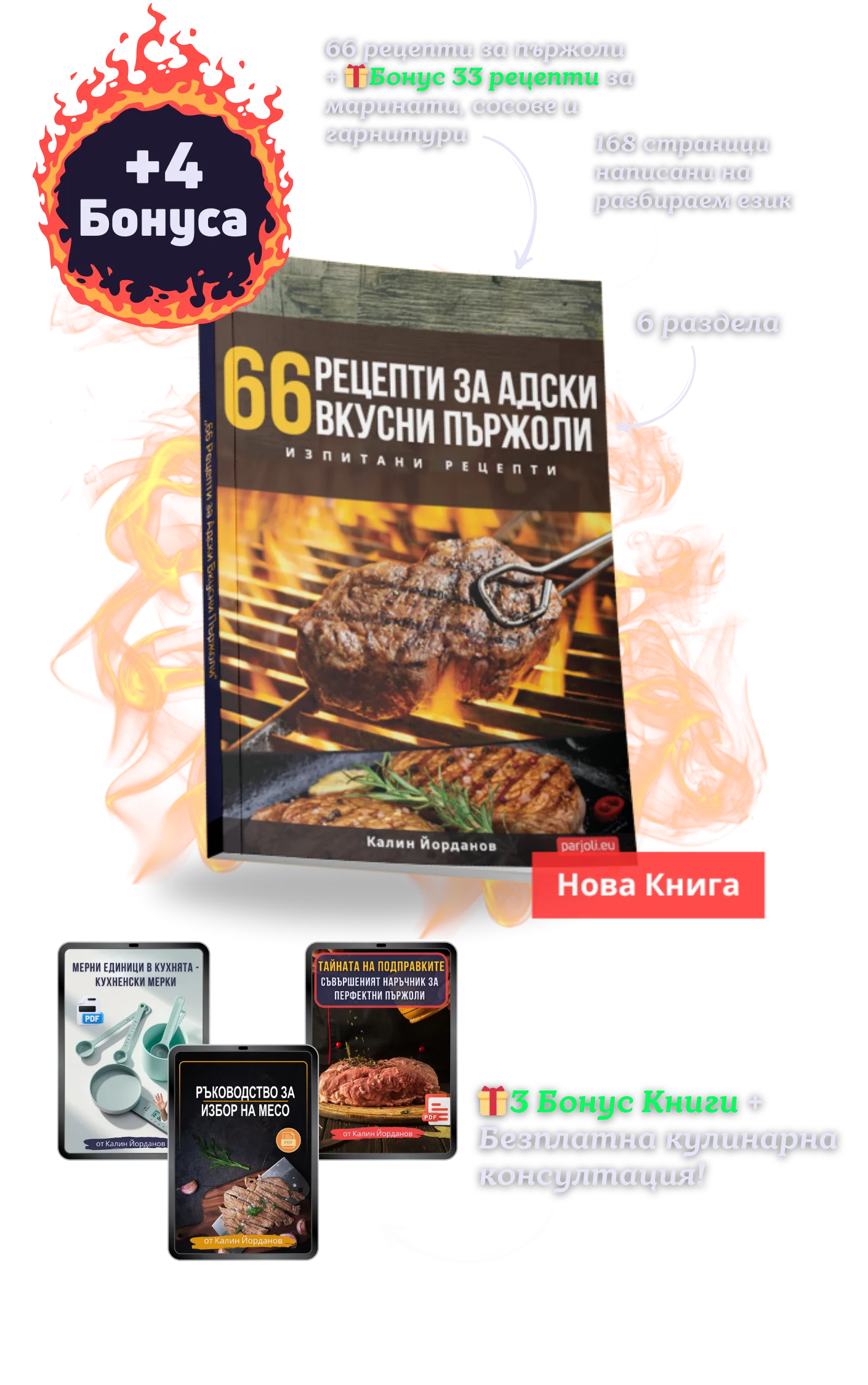 66 Рецепти за Адски Вкусни Пържоли - книга и бонуси